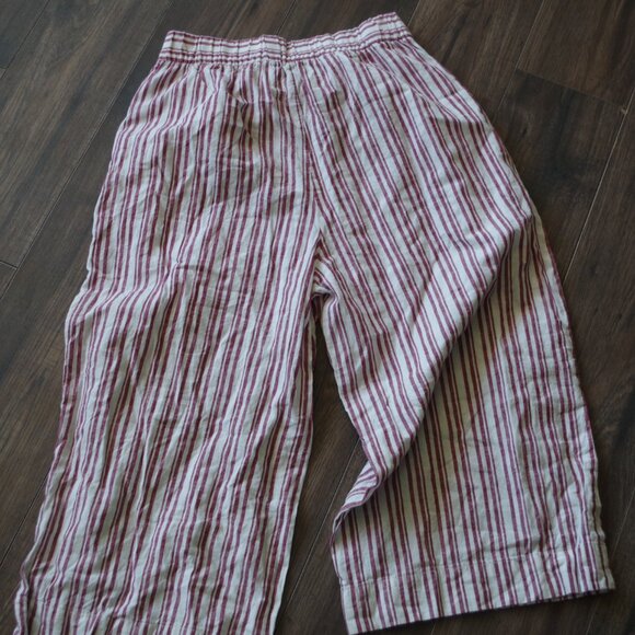 Cute Stripped Linen Cotton Blend Summer Cropped Pants - Picture 4 of 4